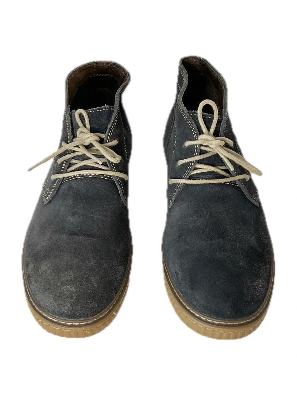 Johnston & Murphy Navy Suede Chukka Boots with Tan Sole